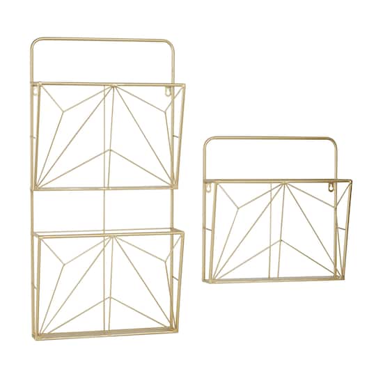 Gold Metal Rustic Wall Shelf Set